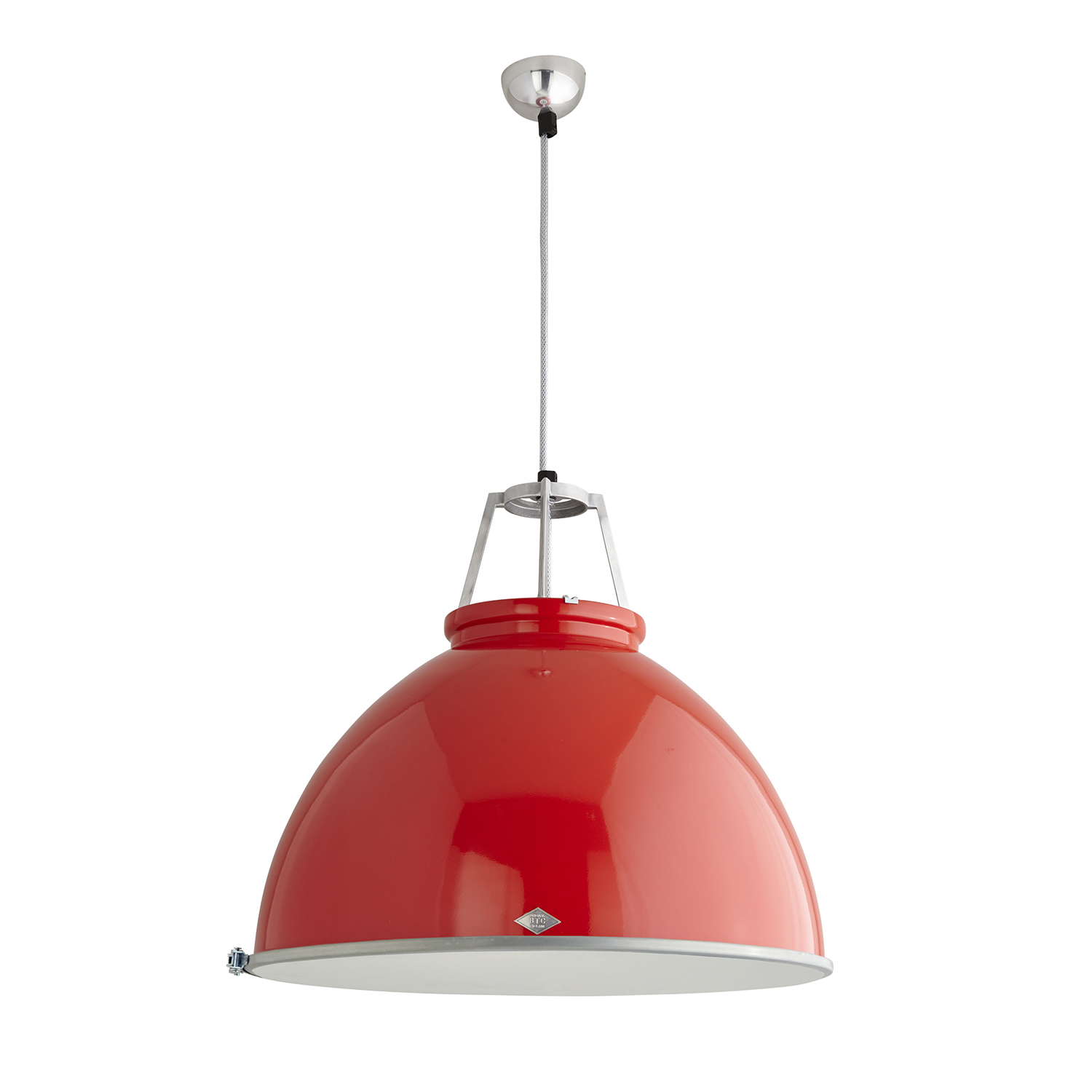 Titan Size 5 Pendant Light, Red with Etched Glass